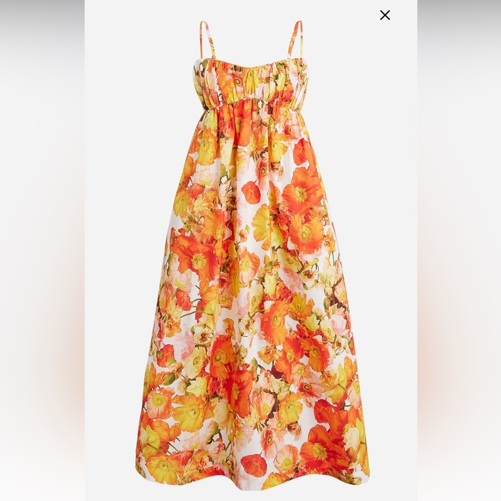 J. Crew Empire-waist midi dress in floral cotton poplin